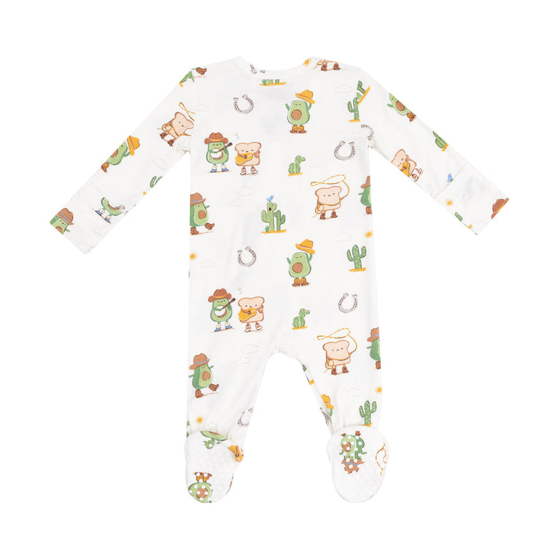 Bamboo 2 Way Zipper Footie - Avocado Toast Western by Angel Dear