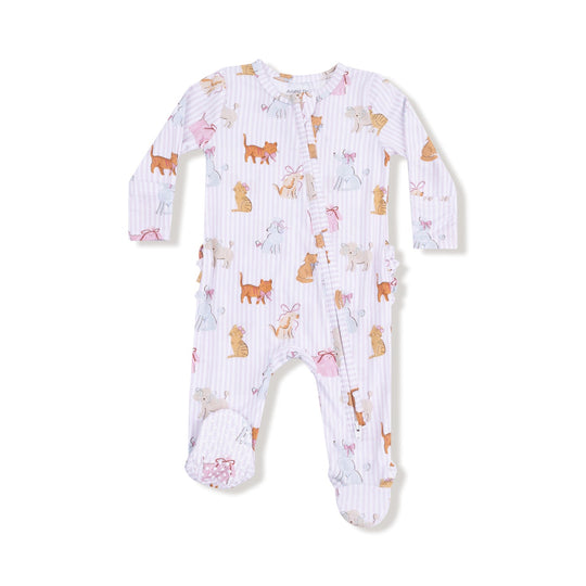 Bamboo 2 Way Zipper Ruffle Back Footie - Fancy Pets by Angel Dear