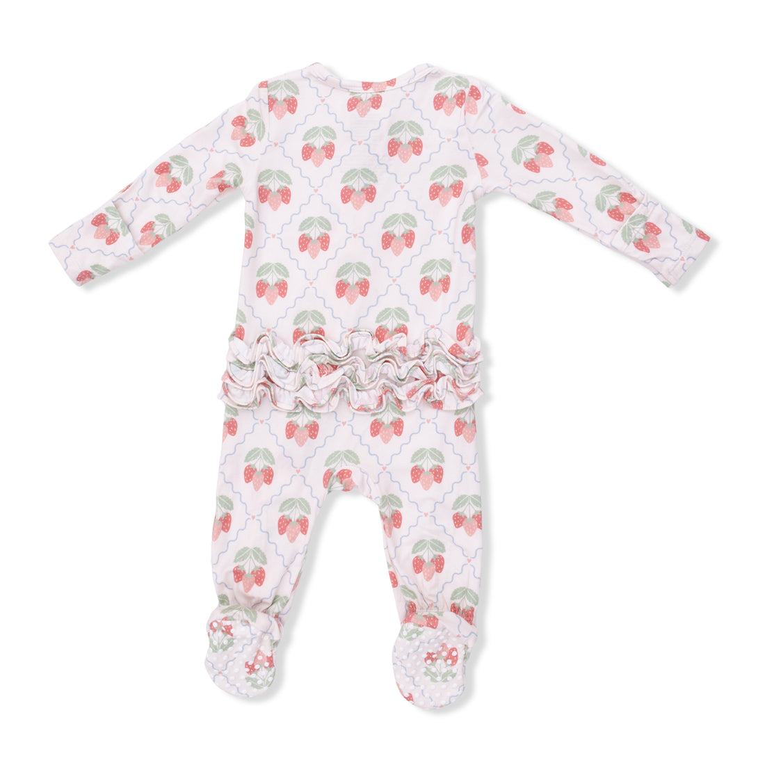 Baby onesie with cherry pattern on a white background