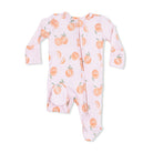 Baby onesie with peach pattern on a white background