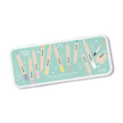 Set of pastel watercolor pencils in a branded case on a white background