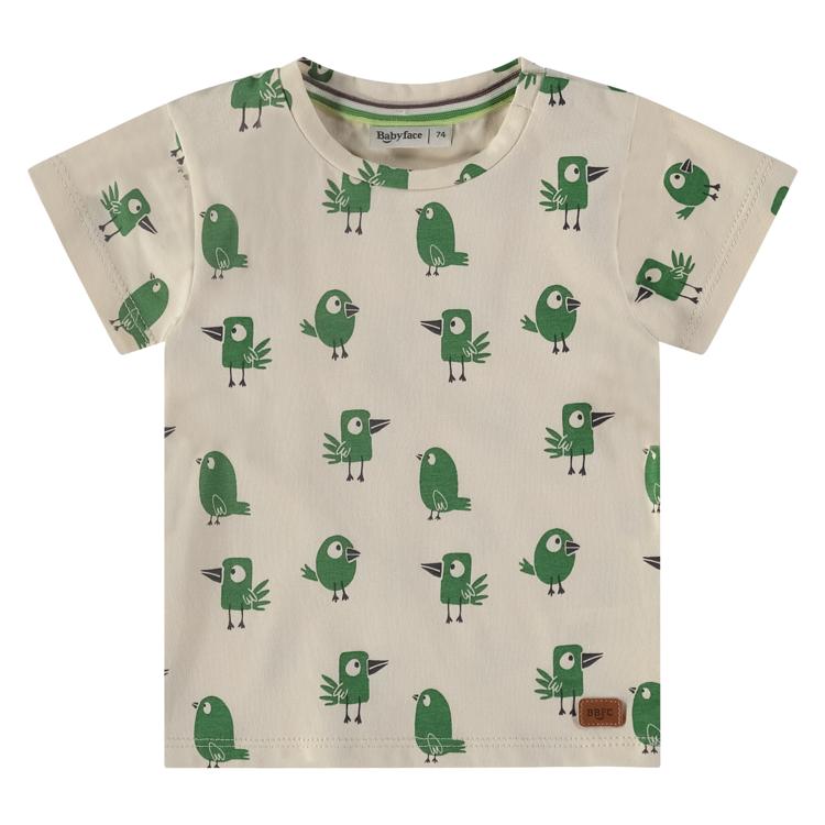 Birds Print Short Sleeve Tee - Cream by Babyface