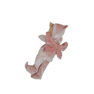 Pink plush toy with a bow on a white background