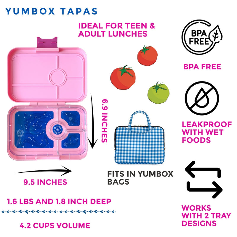 Yumbox Tapas Bento Lunch Box - 4 Compartment - Capri Pink/Zodiac