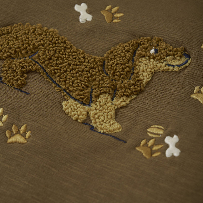 Embroidered Dachshund Sweatshirt - Sepia by Minymo