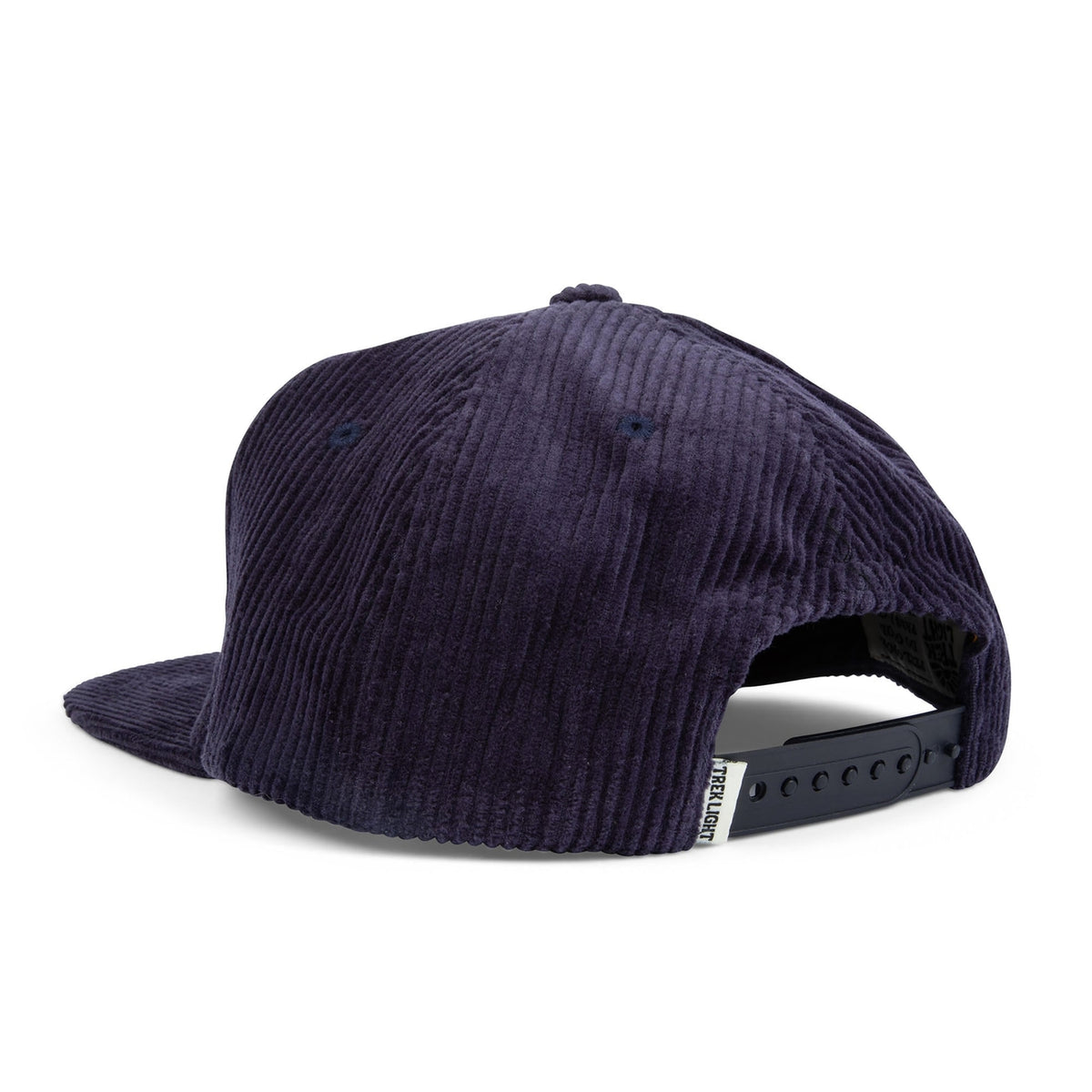 Navy blue corduroy cap on a white background