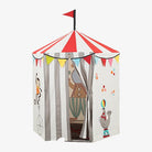Children's play tent with circus-themed design on a white background