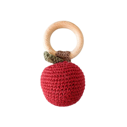 Cotton Crochet Rattle Teether - Apple by The Blueberry Hill