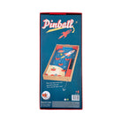 Pinball toy set packaging with rocket design on a blue background