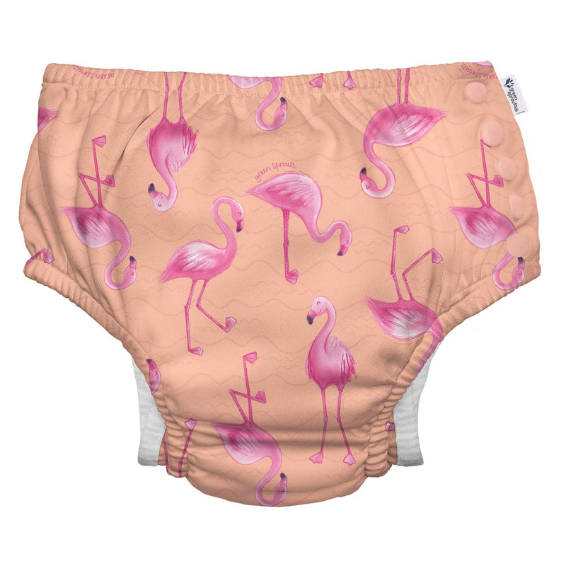 Eco Snap Swim Diaper with Gusset - Coral Flamingos by Green Sprouts