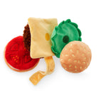 Plush toy resembling a burger with a white background