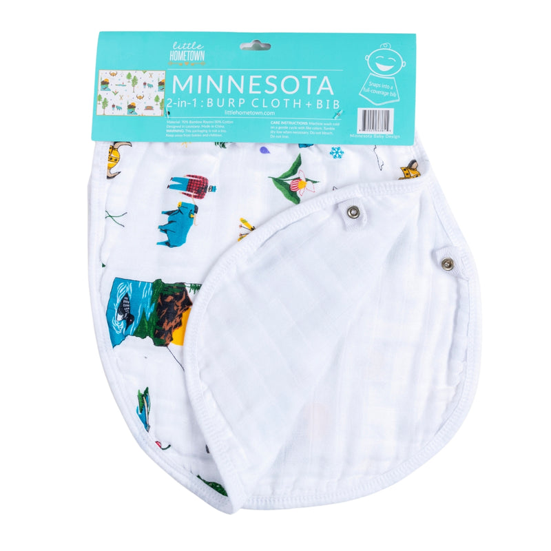 Minnesota Muslin Bib and Burp Cloth Combo by Little Hometown