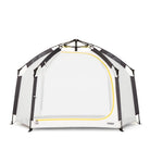 Portable sports tent with black frame and white mesh on a white background, featuring the brand 'veer'.