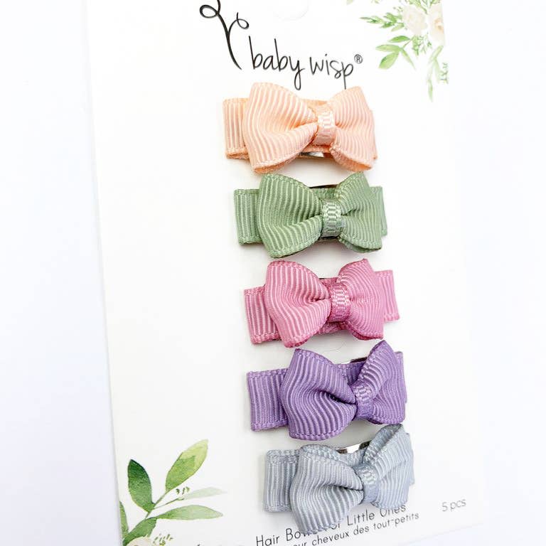 Tiny Tuxedo Bows on Snap Clips Set of 5 - Watercolors by Baby Wisp