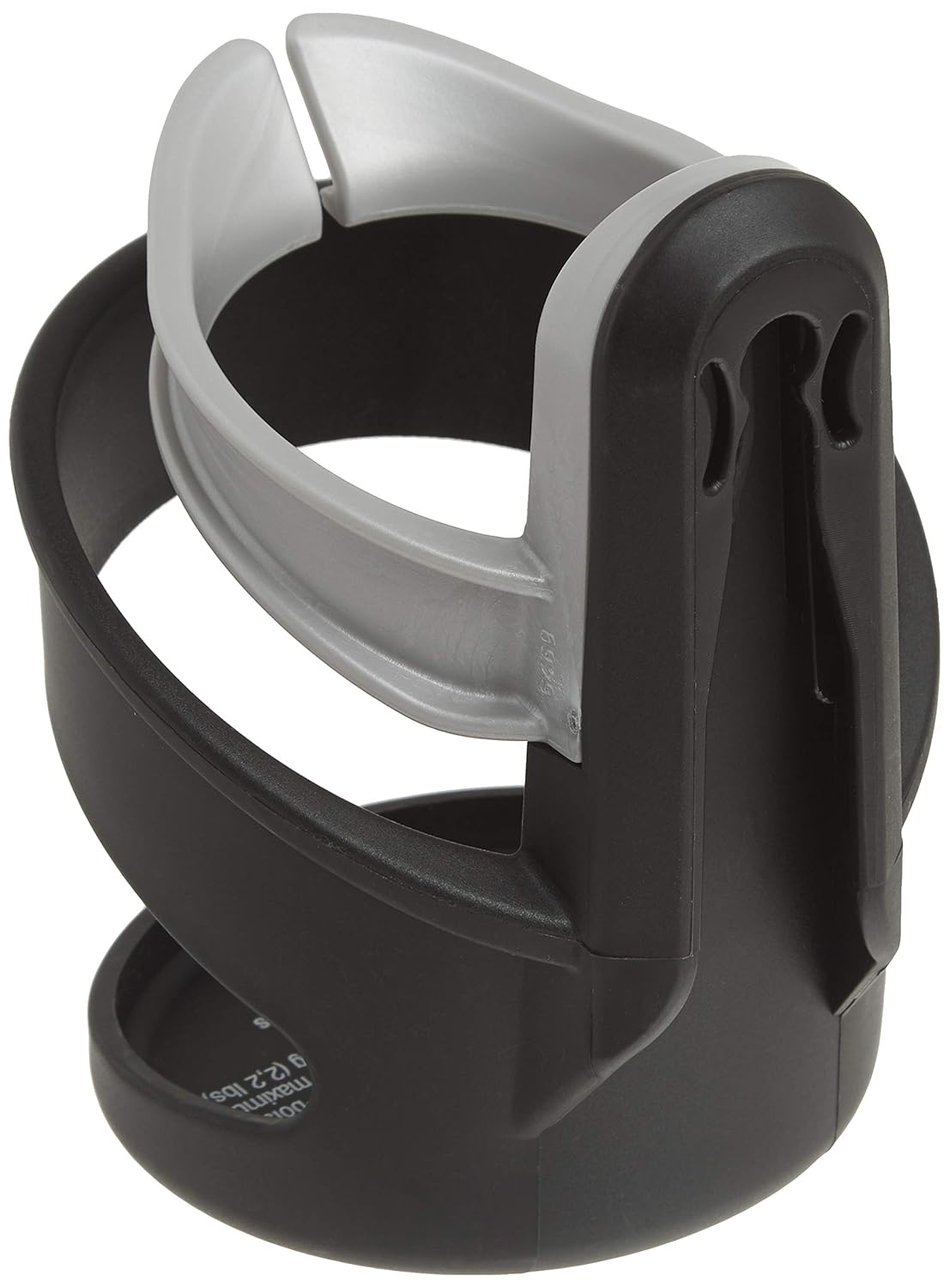 Black and gray cup holder on a white background