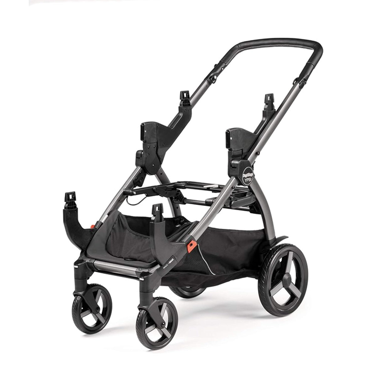 Black stroller on a white background