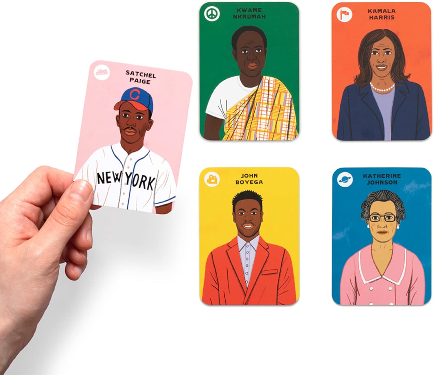 Set of illustrated playing cards with various characters on a white background
