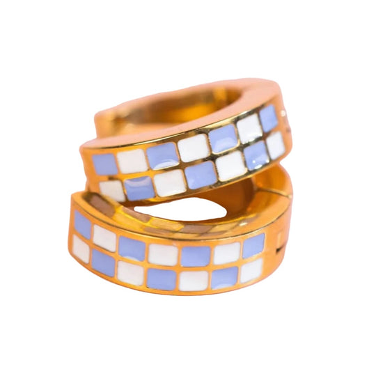 Periwinkle Checkered Huggies by Pierced