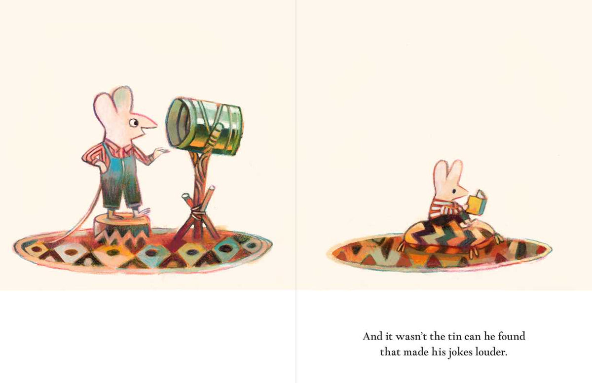 Illustration of two mice with a can and a drum on a white background