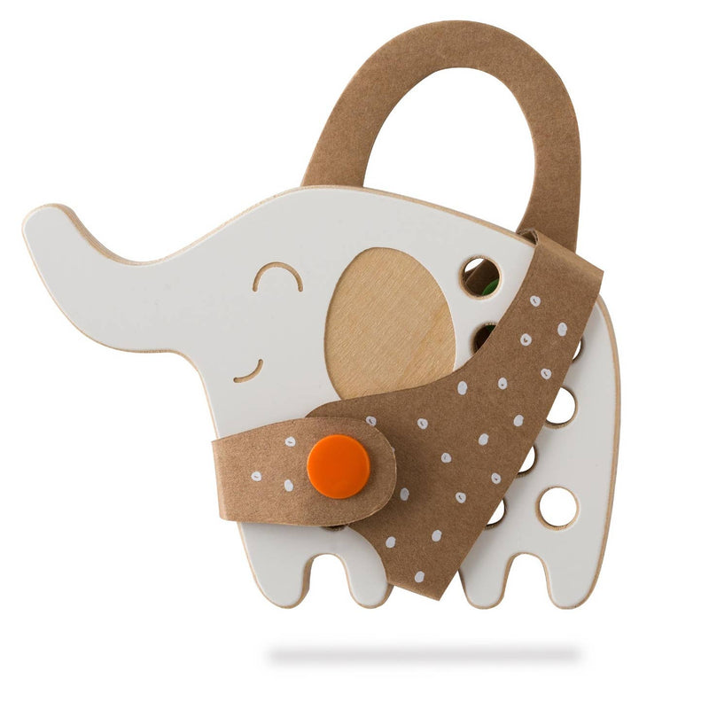 The Elephant - Small Wooden Lacing Toy by Milin
