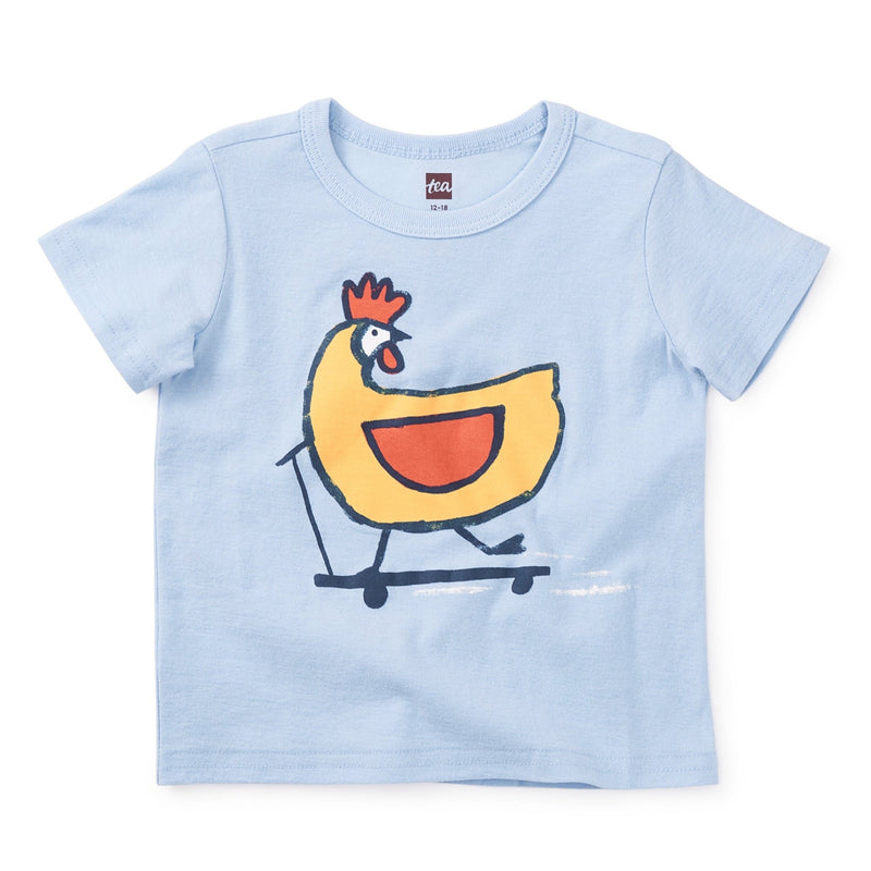 Chicken Scoot Baby Graphic Tee - Placid Blue by Tea Collection FINAL SALE