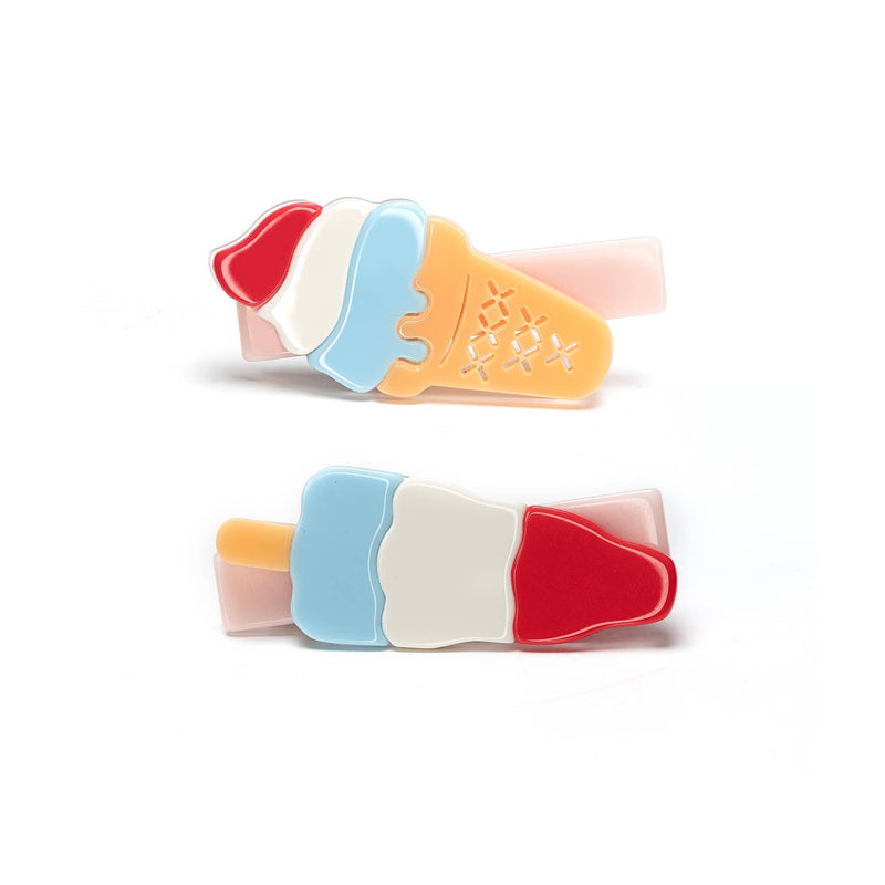 Red, White and Blue Popsicle and Ice Cream Cone Alligator Clips by Lilies & Roses NY