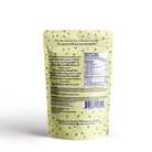 The back of a stand-up pouch package for Lavender & Lemon Scones, featuring a pale yellow background with small brown speckles, a white Nutrition Facts label, and product details in French and English.