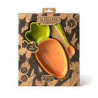Oli & Carol children's dinnerware set in packaging with 'Cathy the Carrot' design.