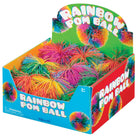 Display box of Rainbow Pom Balls with colorful pom balls inside