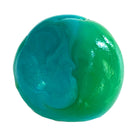 A single round gel or slime-like product with a glossy finish, split vertically into two colors: teal-blue on the left and bright green on the right, isolated on a white background.