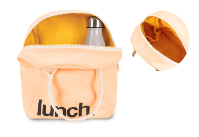 Zipper Lunch Bag - ‘Lunch’ in Peach by Fluf