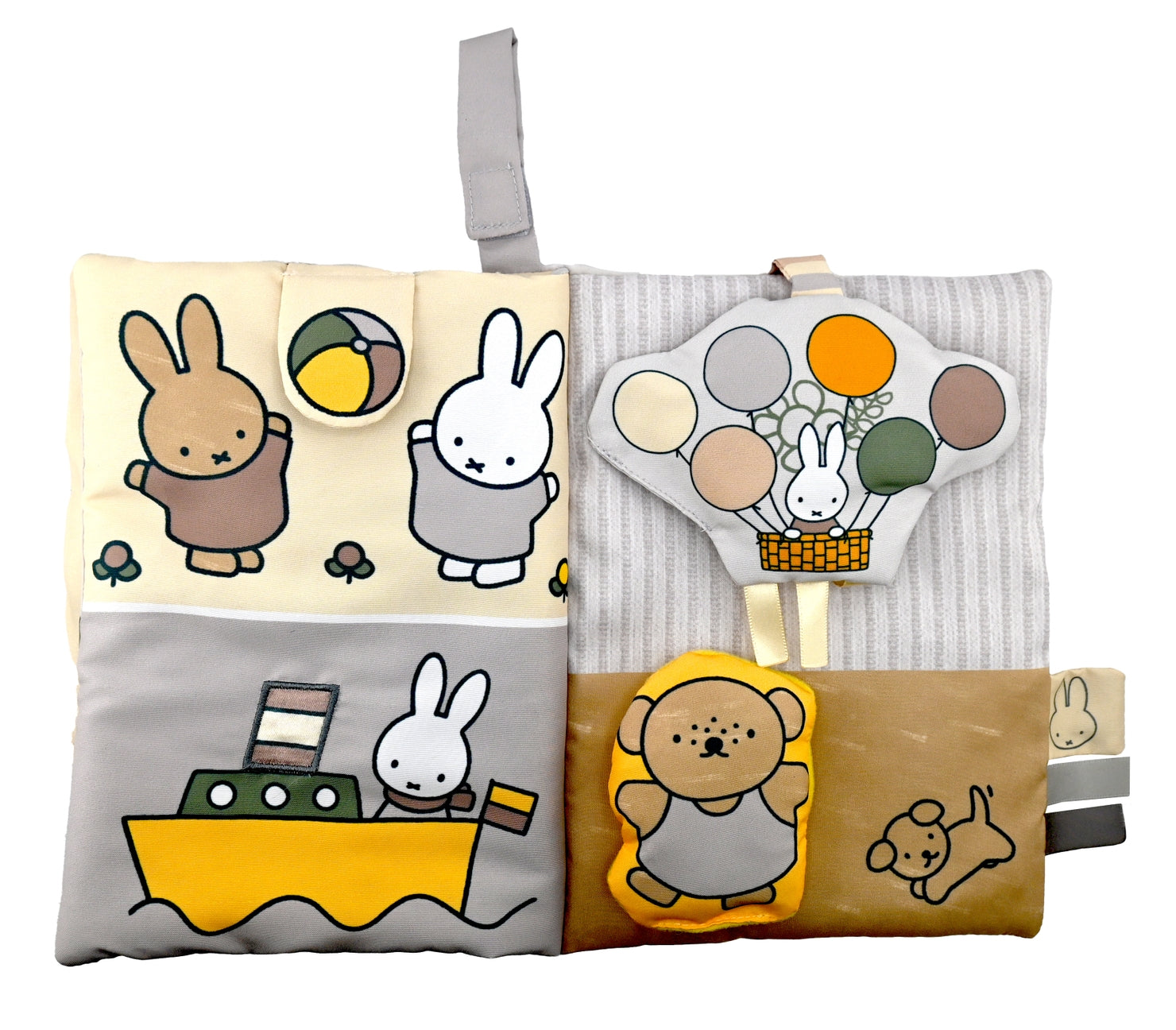 Children's educational toy with cartoon characters and color swatches on a white background