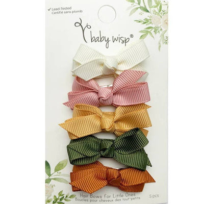 Chelsea Grosgrain Bows on Snap Clips Set of 5 - Desert Spring by Baby Wisp