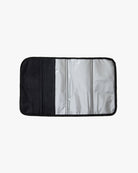 Black and silver car sunshade on a white background