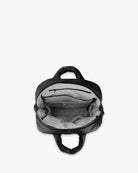 Black backpack on a white background
