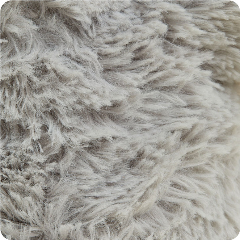 Close-up of the soft, textured gray plush fabric of the Gray Penguin by Warmies stuffed animal.