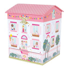 Toy box designed like a house with cartoon characters on a white background