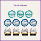 A graphic titled "Warmies Awards" displaying multiple "GiftBeat Top-Selling Supplier" badges and "2025 Reader Rankings Gifts Finalist" awards.