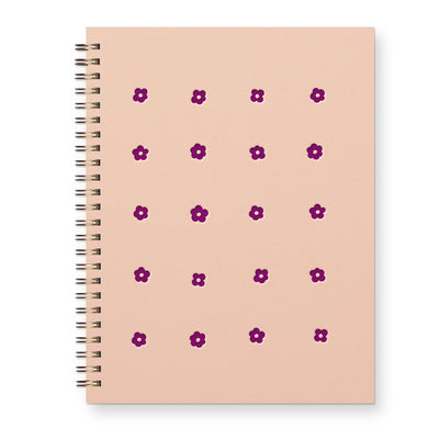 Flower Grid Journal: Lined Notebook - Shell/Mulberry by Ruff House Print Studio