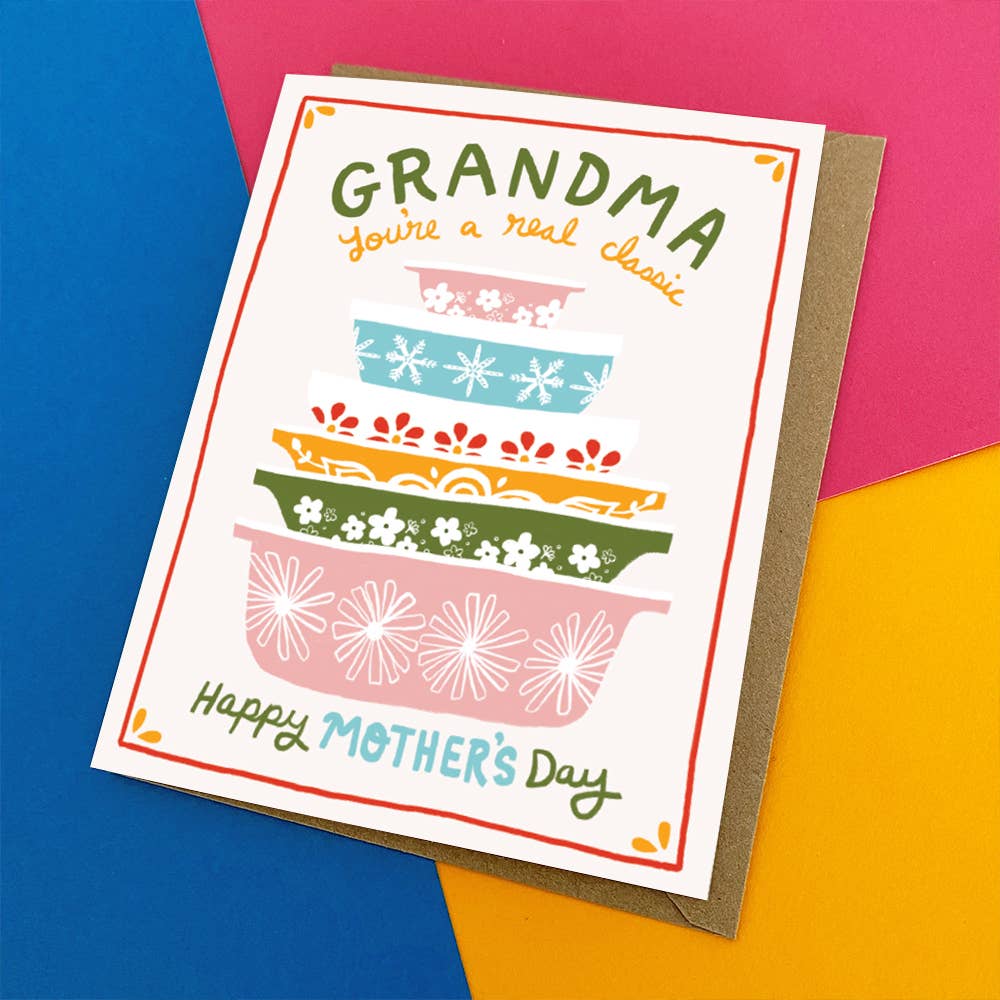 Colorful Mother's Day card for Grandma on a multicolored background