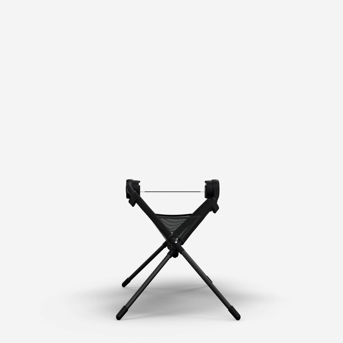 Black folding chair on a white background