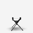 Black folding chair on a white background