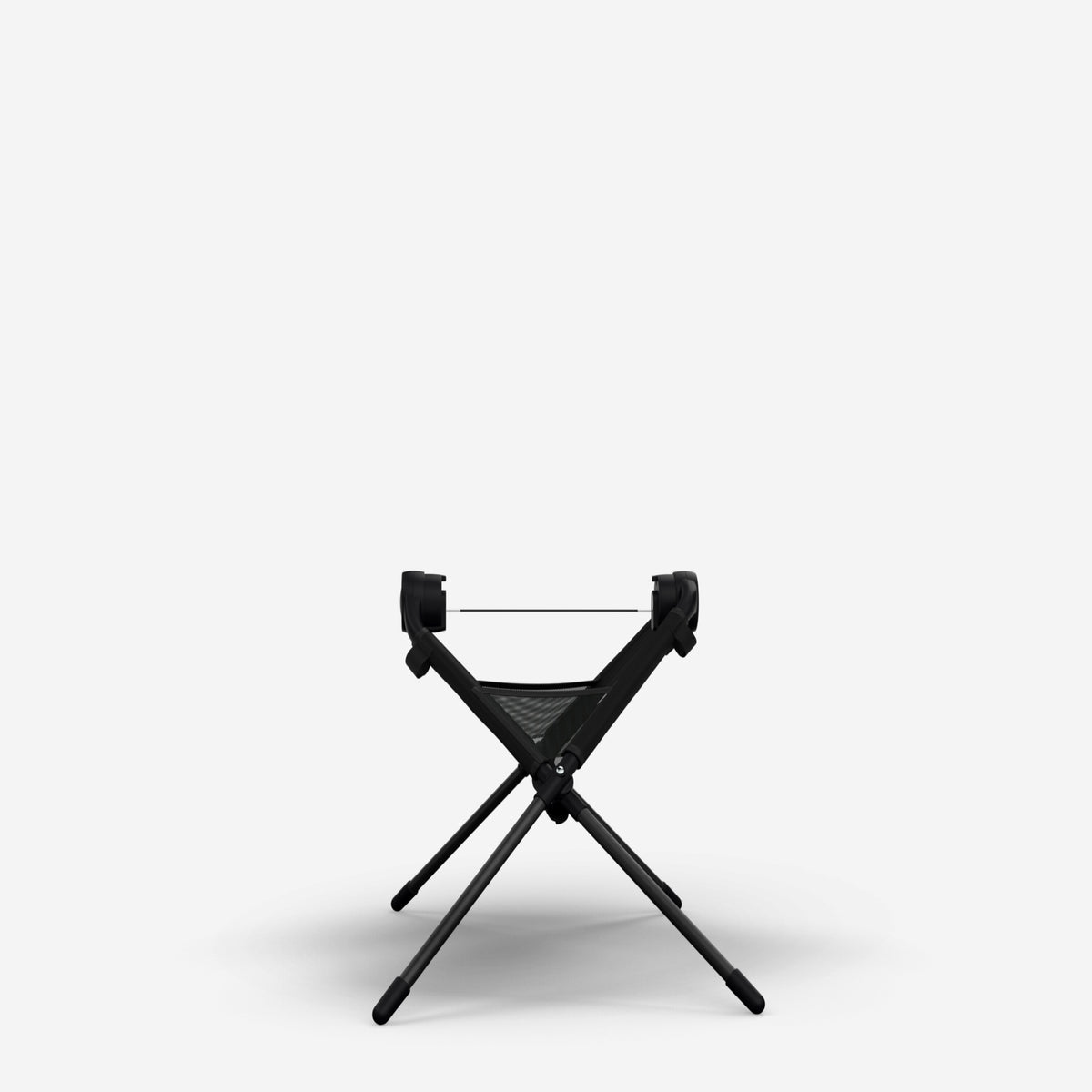 Black folding chair on a white background