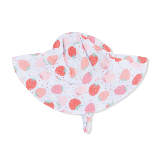 Muslin Wide Brim Sun Hat - Strawberry Bliss by Angel Dear