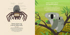 Illustration of a spider and two koalas with text about mommies in nature.