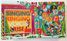 Colorful children's book cover with musical notes and Christmas-themed illustrations.