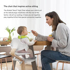 Woman feeding a child in a high chair at a dining table.