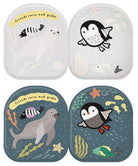 Set of four children's plates with animal illustrations on a white background