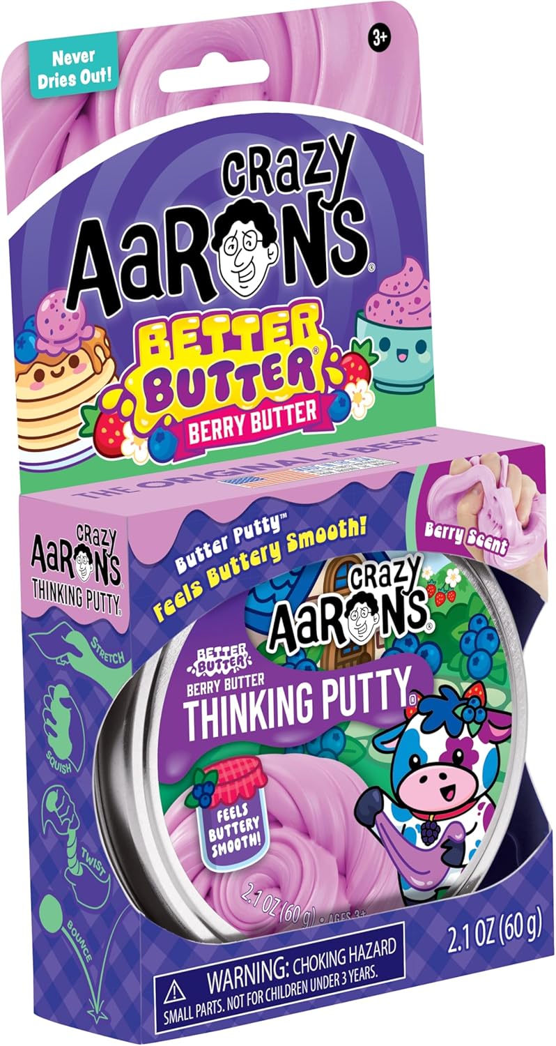 Crazy Aaron's Berry Butter Thinking Putty packaging on a white background