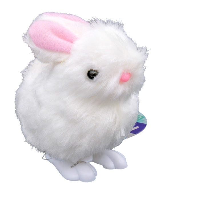 White plush toy resembling a rabbit with pink ears on a white background
